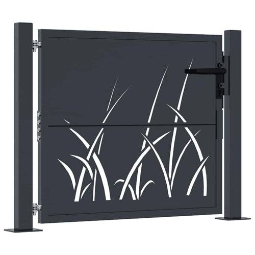 Cancello da giardino antracite 100x75 cm in acciaio con design geometrico