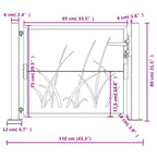 Cancello da giardino antracite 100x75 cm in acciaio con design geometrico