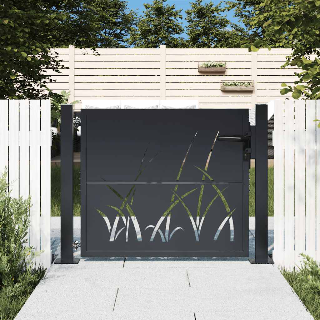 Cancello da giardino antracite 100x75 cm in acciaio con design geometrico