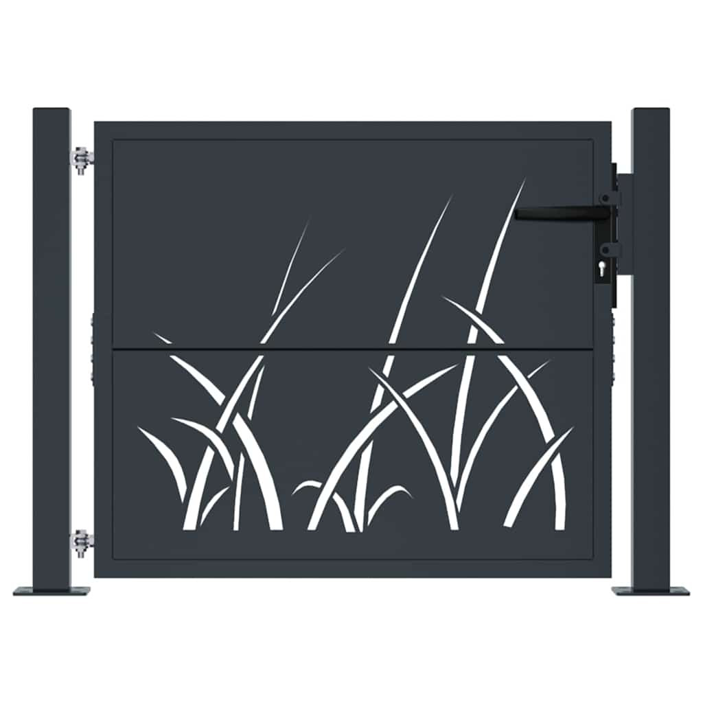 Cancello da giardino antracite 100x100 cm in acciaio con design laser