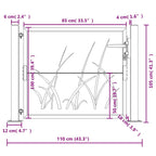 Cancello da giardino antracite 100x100 cm in acciaio con design laser
