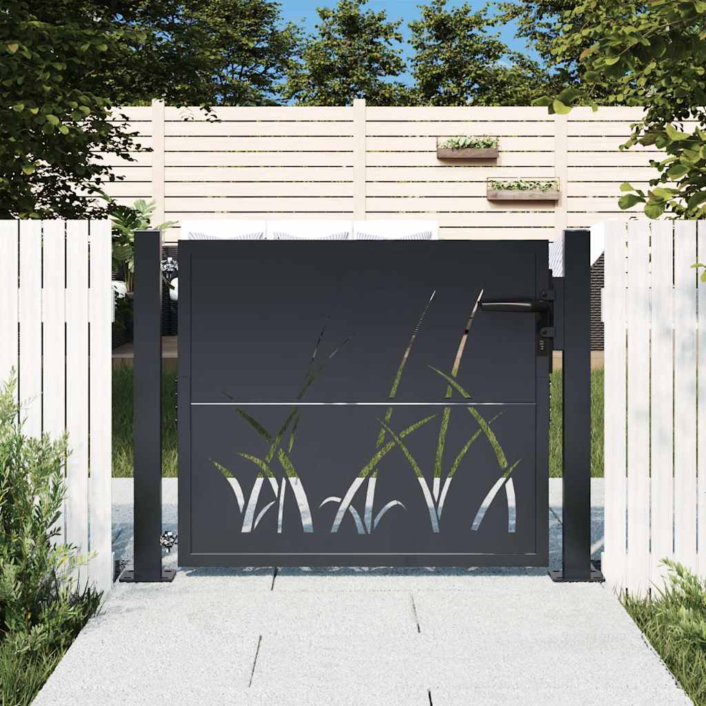 Cancello da giardino antracite 100x100 cm in acciaio con design laser
