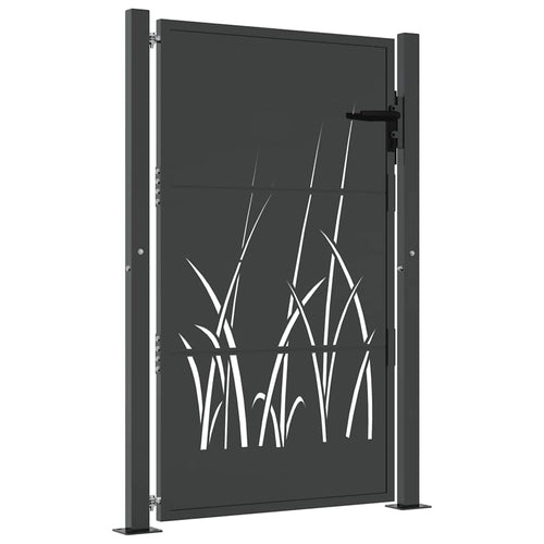 Cancello da giardino antracite 100x125 cm in acciaio con design tagliato al laser
