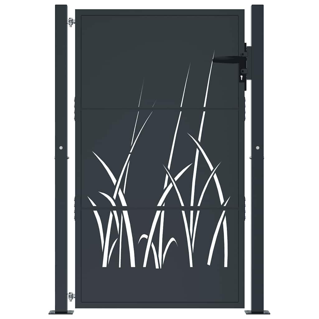 Cancello da giardino antracite 100x125 cm in acciaio con design tagliato al laser