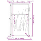 Cancello da giardino antracite 100x125 cm in acciaio con design tagliato al laser