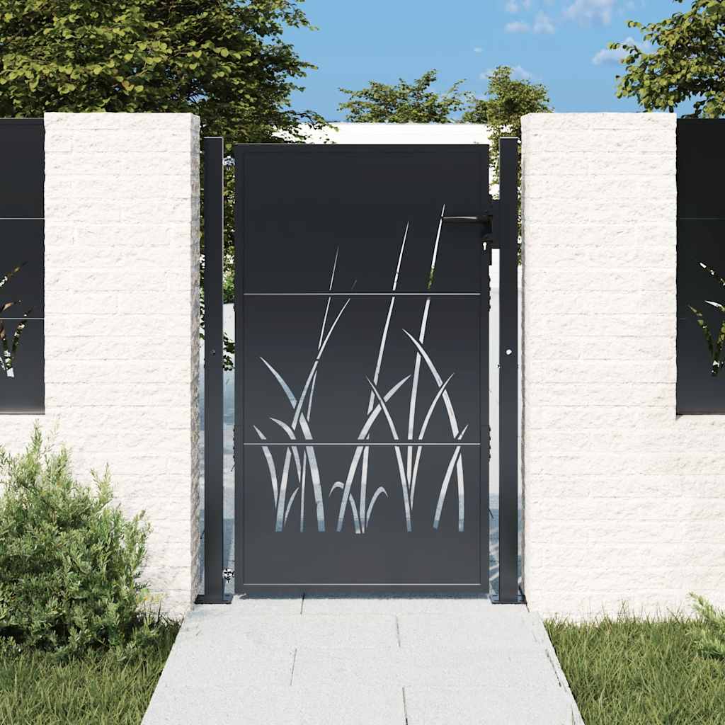 Cancello da giardino antracite 100x125 cm in acciaio con design tagliato al laser