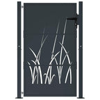 Cancello da giardino antracite 100x150 cm in acciaio design erba