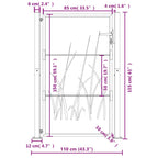 Cancello da giardino antracite 100x150 cm in acciaio design erba