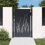 Cancello da giardino antracite 100x150 cm in acciaio design erba