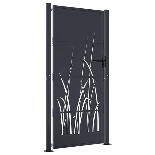 Cancello da giardino antracite 100x175 cm in acciaio con design tagliato al laser