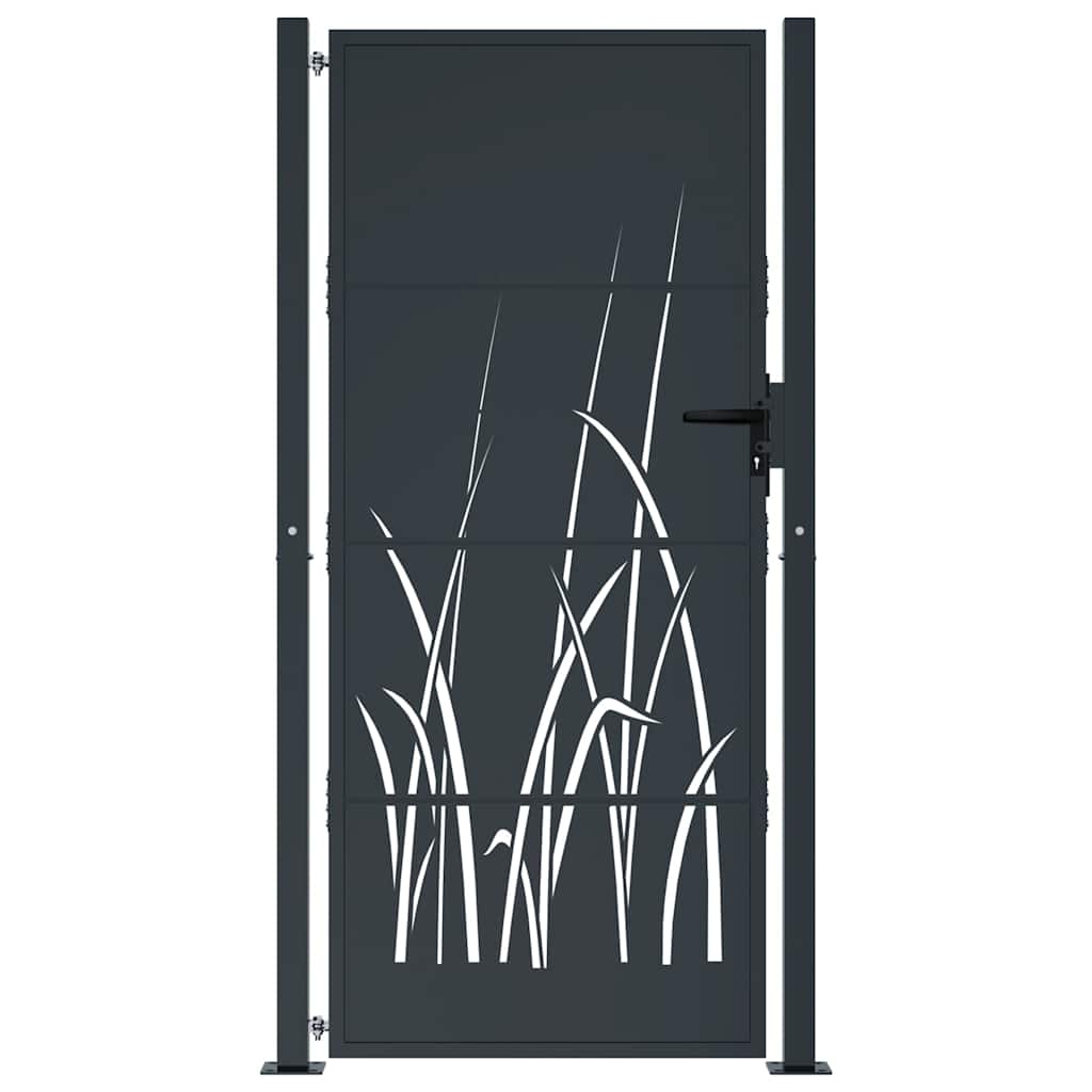 Cancello da giardino antracite 100x175 cm in acciaio con design tagliato al laser
