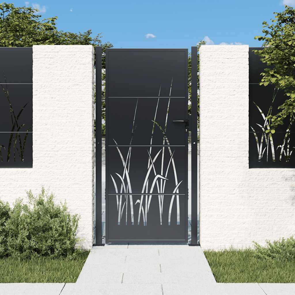 Cancello da giardino antracite 100x175 cm in acciaio con design tagliato al laser