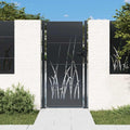Cancello da giardino antracite 100x200 cm in acciaio con design tagliato al laser
