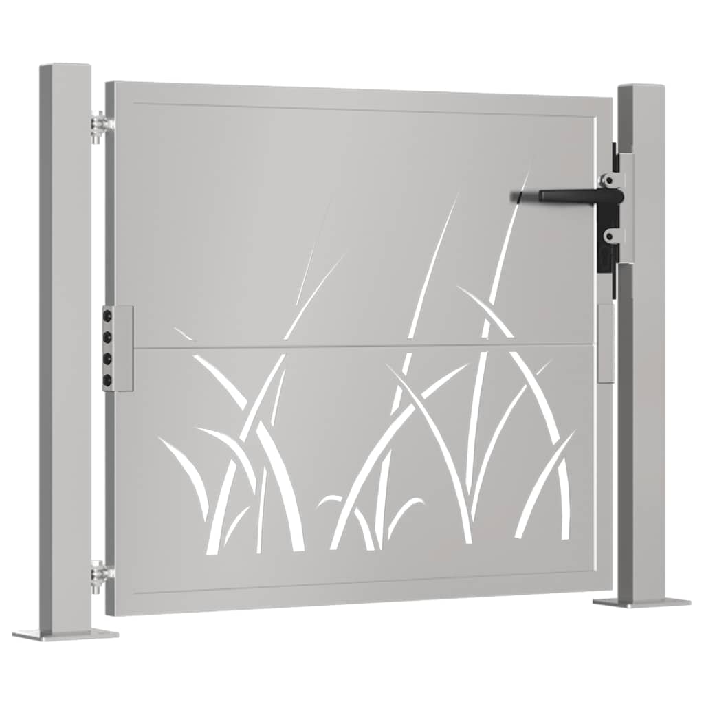 Cancello da giardino 100x75 cm in acciaio Corten con design erba