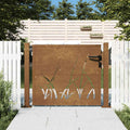 Cancello da giardino 100x75 cm in acciaio Corten con design erba