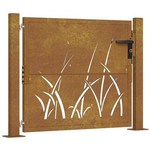 Cancello da giardino 100x100 cm in acciaio Corten con design tagliato al laser