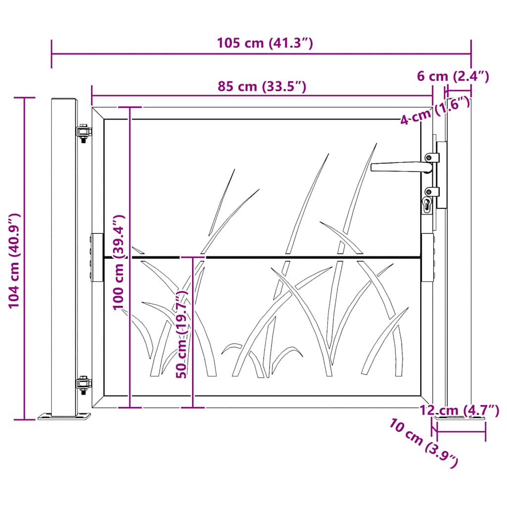 Cancello da giardino 100x100 cm in acciaio Corten con design tagliato al laser