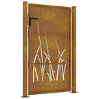 Cancello da giardino 100x125 cm in acciaio Corten con design erba