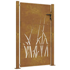 Cancello da giardino 100x150 cm in acciaio Corten con design erba