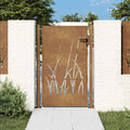Cancello da giardino 100x150 cm in acciaio Corten con design erba