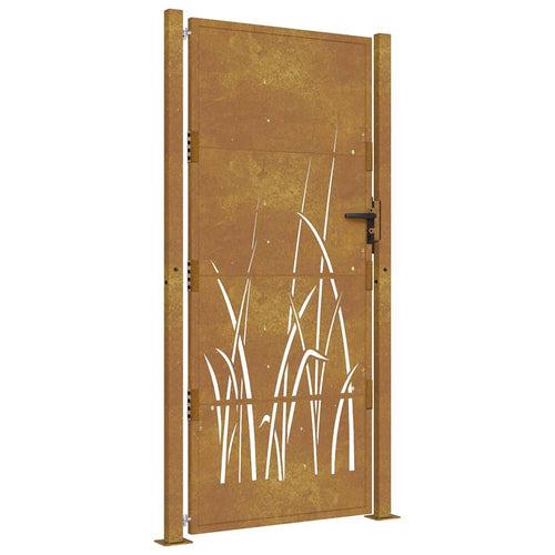 Cancello da giardino 100x175 cm acciaio Corten design erba