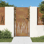 Cancello da giardino 100x175 cm acciaio Corten design erba