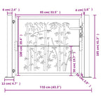 Cancello da giardino antracite 100x100 cm in acciaio zincato e bambù