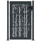 Cancello da giardino antracite 100x125 cm acciaio design bambù