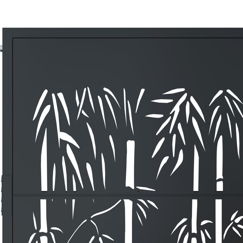 Cancello da giardino antracite 100x125 cm acciaio design bambù