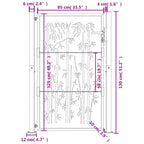 Cancello da giardino antracite 100x125 cm acciaio design bambù