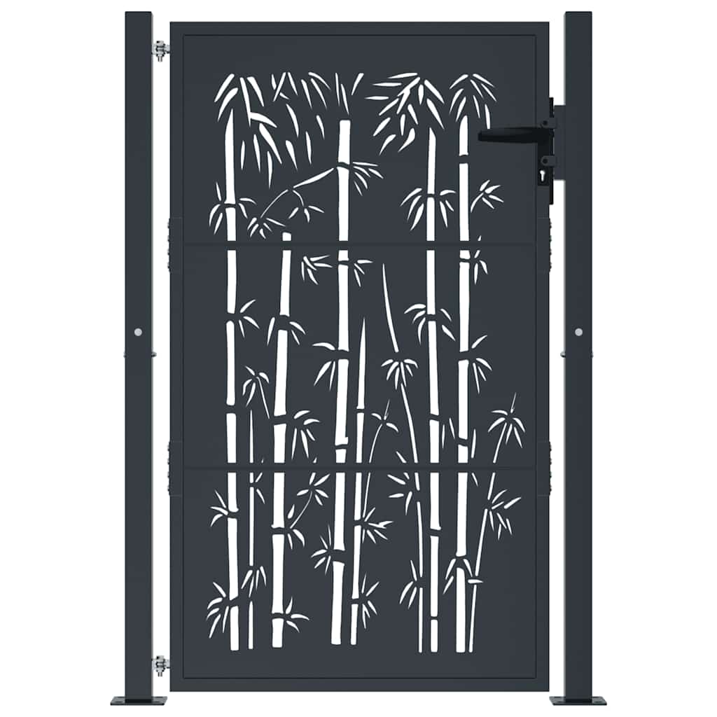 Cancello da giardino antracite 100x150 cm in acciaio zincato e bambù