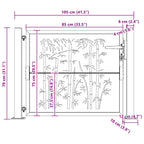 Cancello da giardino 100x75 cm in acciaio Corten con design in bambù