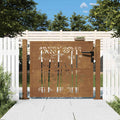 Cancello da giardino 100x75 cm in acciaio Corten con design in bambù