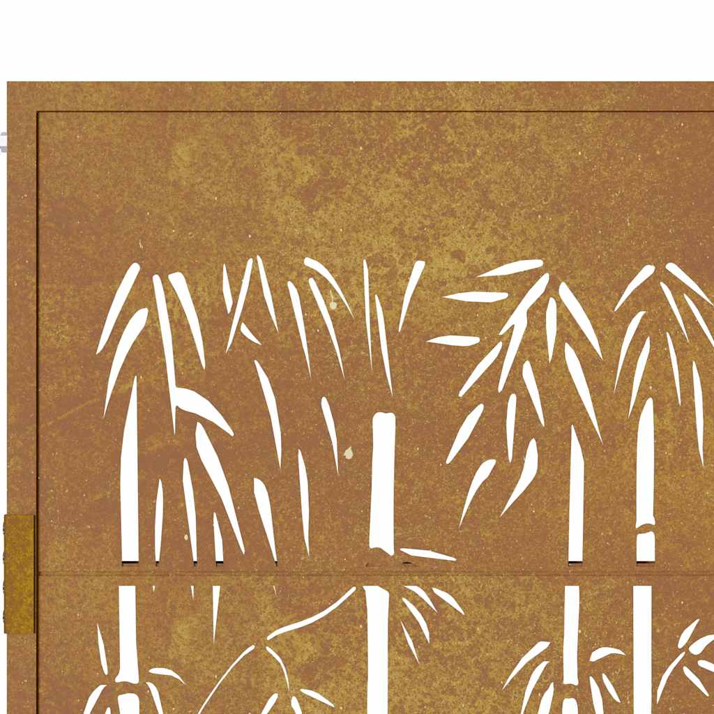 Cancello da giardino 100x100 cm in acciaio Corten e design in bambù