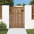Cancello da giardino 100x125 cm in acciaio Corten con design in bambù