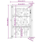 Cancello da giardino 100x150 cm in acciaio Corten con design in bambù