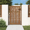 Cancello da giardino 100x150 cm in acciaio Corten con design in bambù