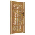 Cancello da giardino 100x200 cm in acciaio corten con design in bambù