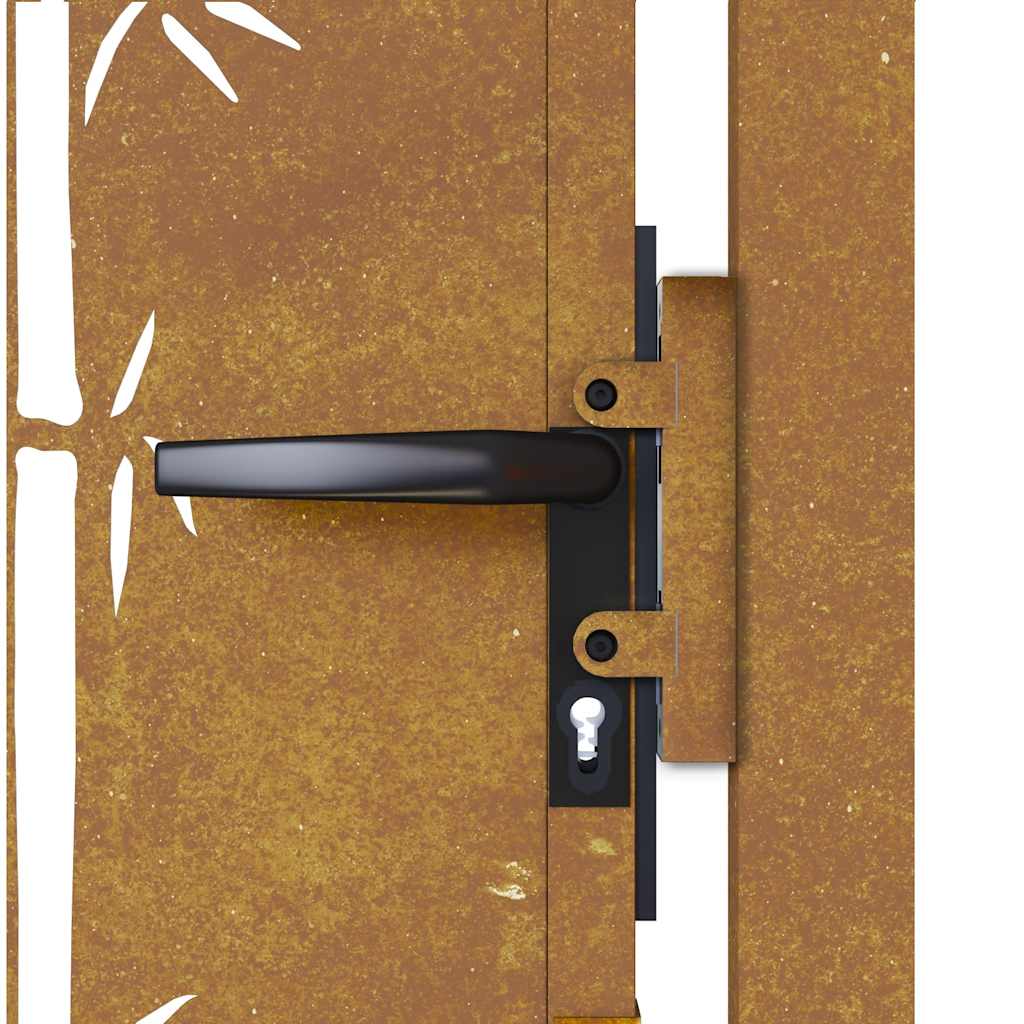 Cancello da giardino 100x200 cm in acciaio corten con design in bambù