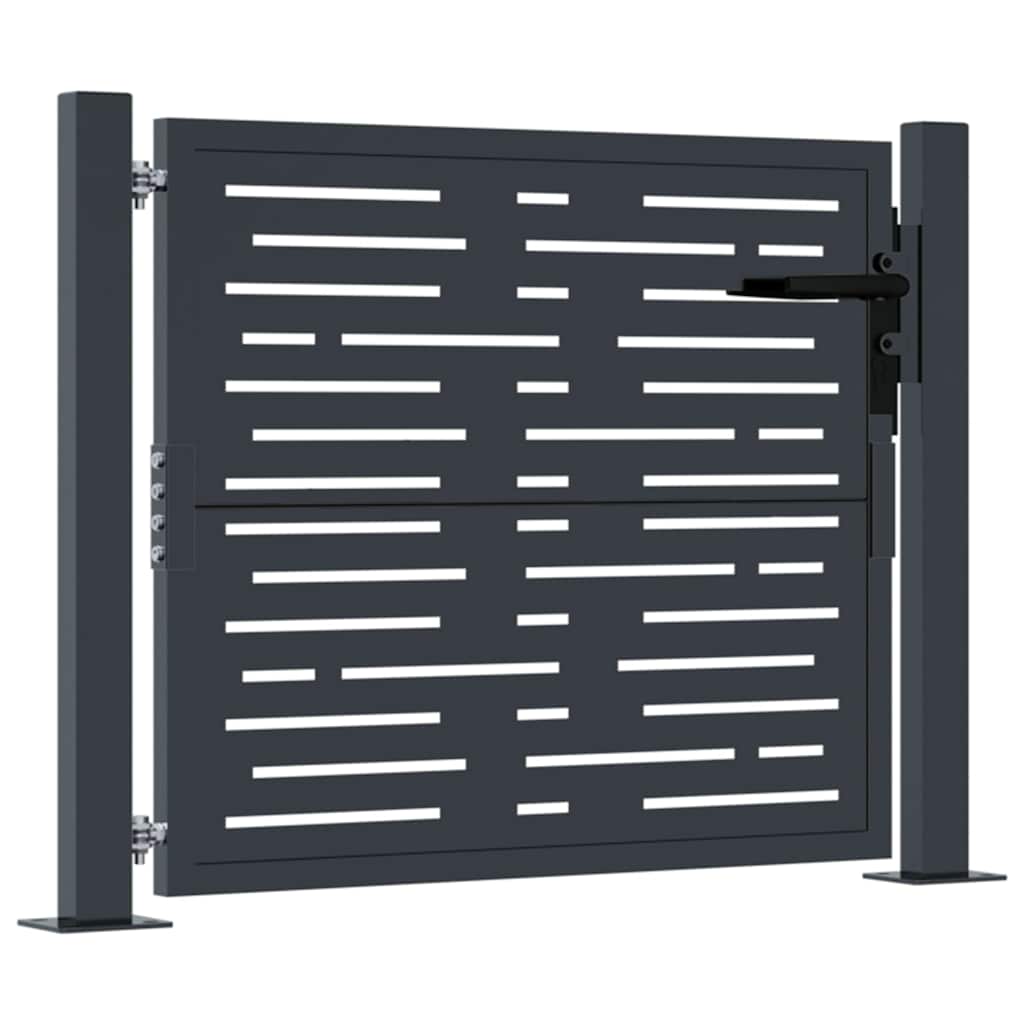 Cancello da giardino antracite 100x75 cm in acciaio design quadrato