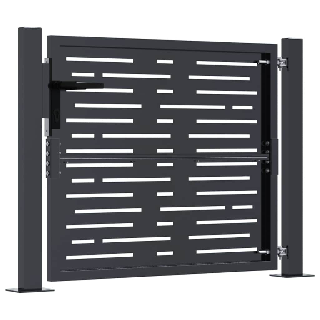 Cancello da giardino antracite 100x75 cm in acciaio design quadrato