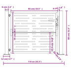 Cancello da giardino antracite 100x75 cm in acciaio design quadrato