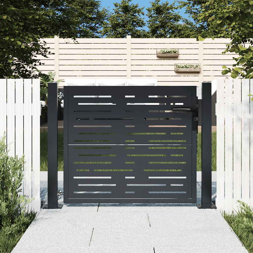Cancello da giardino antracite 100x75 cm in acciaio design quadrato