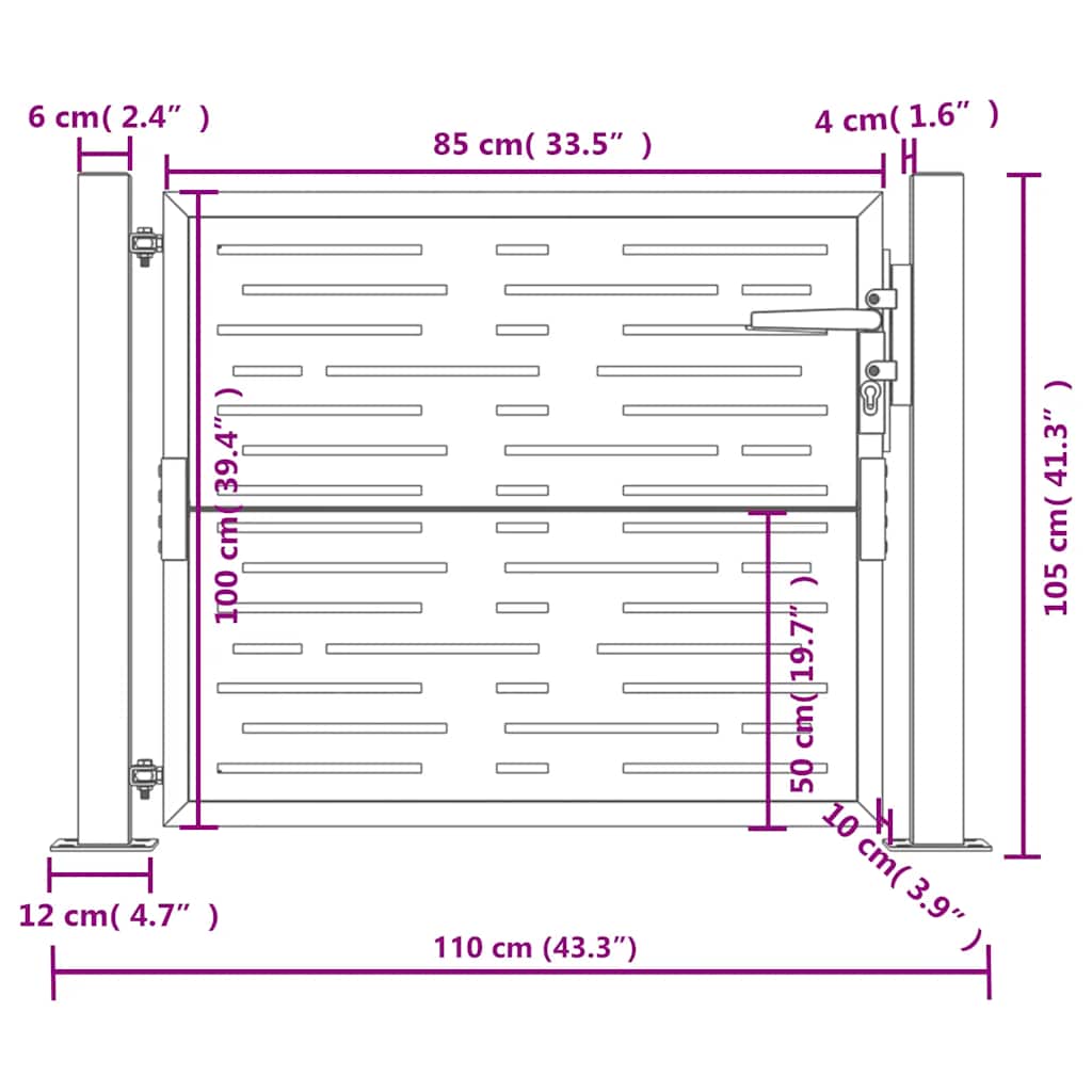 Cancello da giardino antracite 100x100 cm in acciaio design quadrato