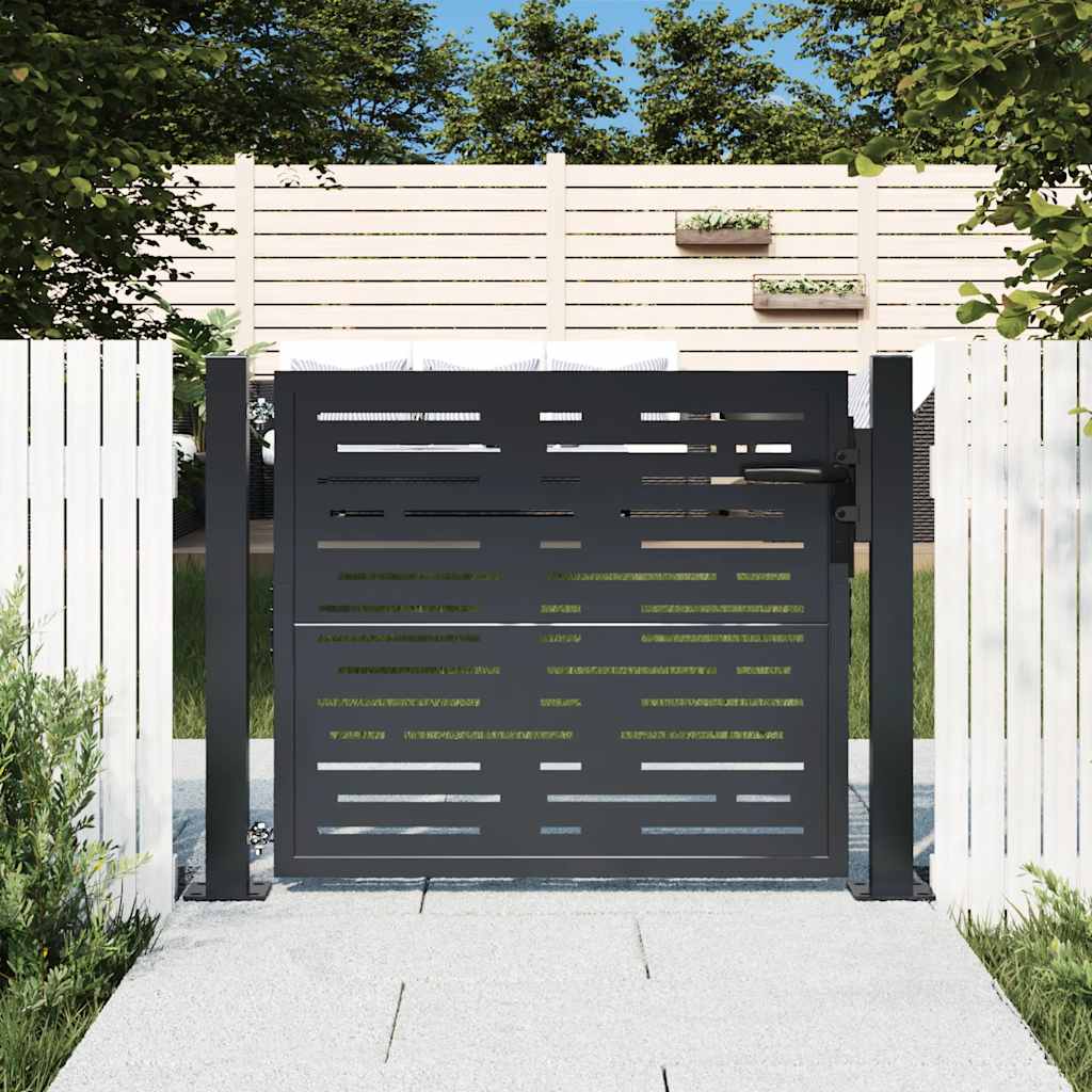 Cancello da giardino antracite 100x100 cm in acciaio design quadrato
