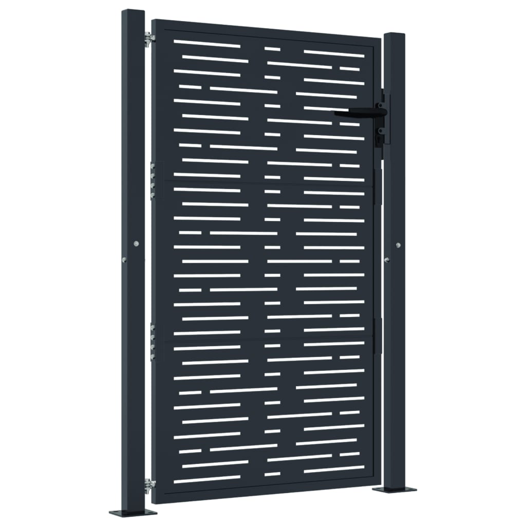 Cancello da giardino antracite 100x125 cm in acciaio design quadrato