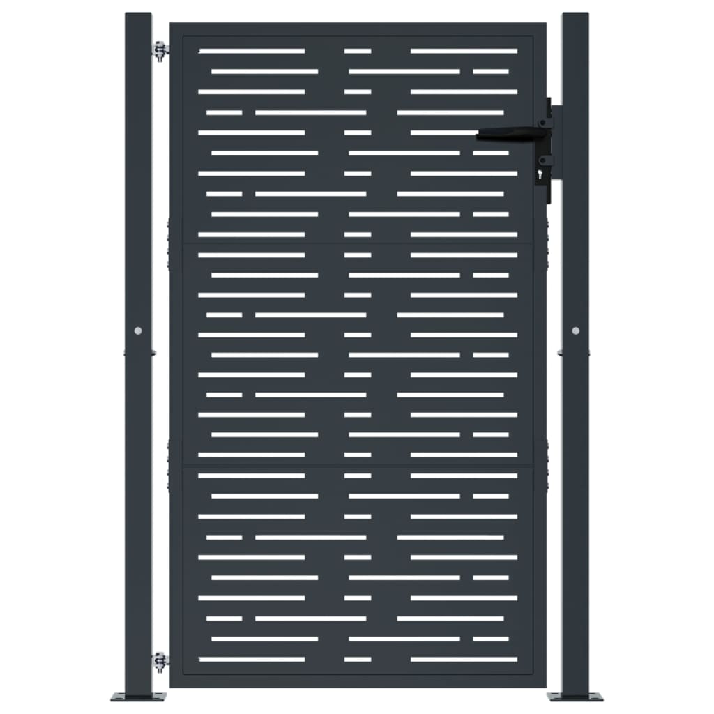 Cancello da giardino antracite 100x125 cm in acciaio design quadrato