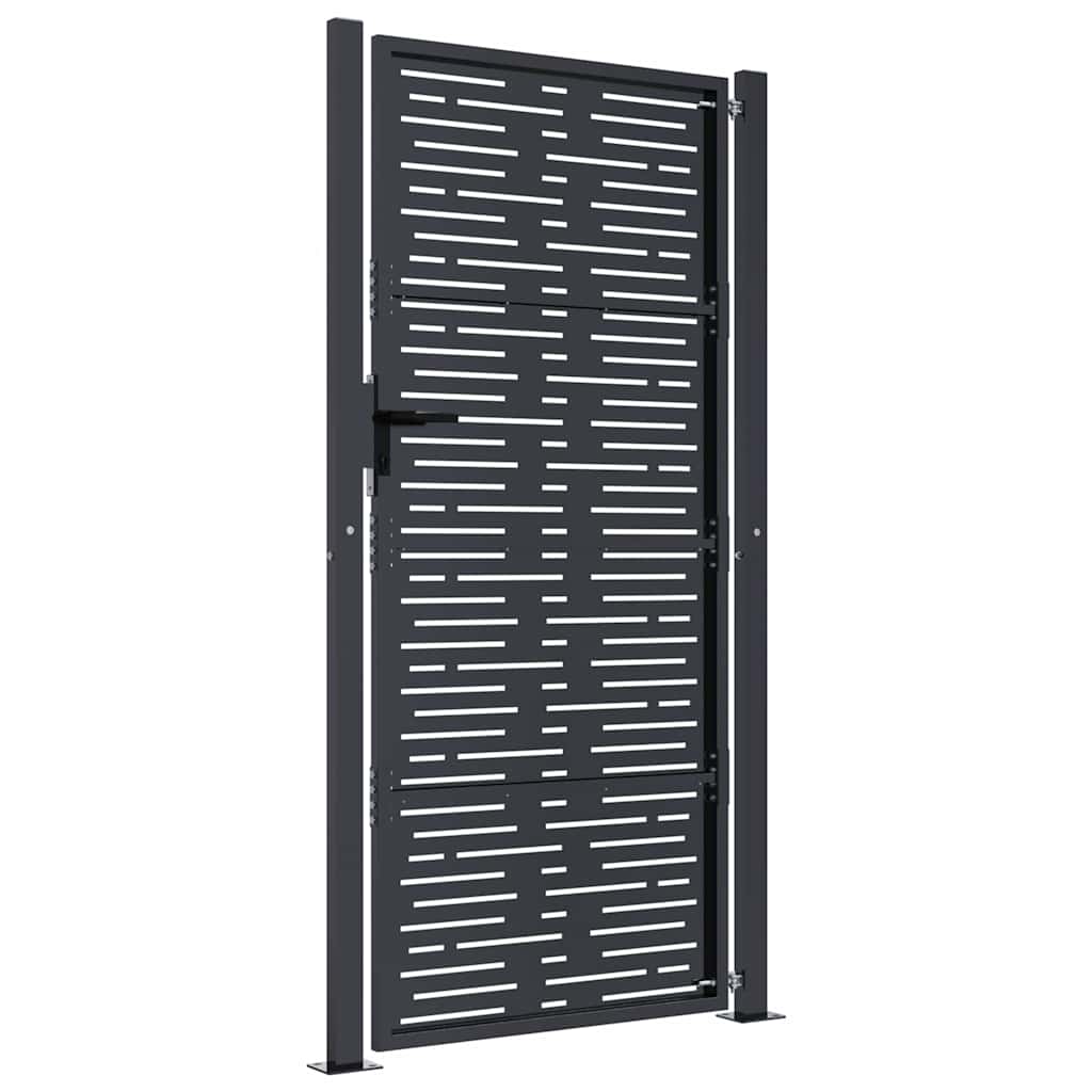 Cancello da giardino antracite 100x175 cm in acciaio design quadrato