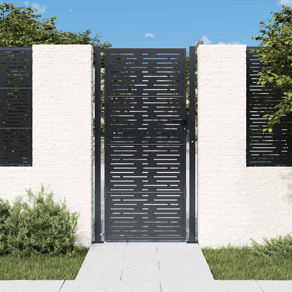 Cancello da giardino antracite 100x175 cm in acciaio design quadrato