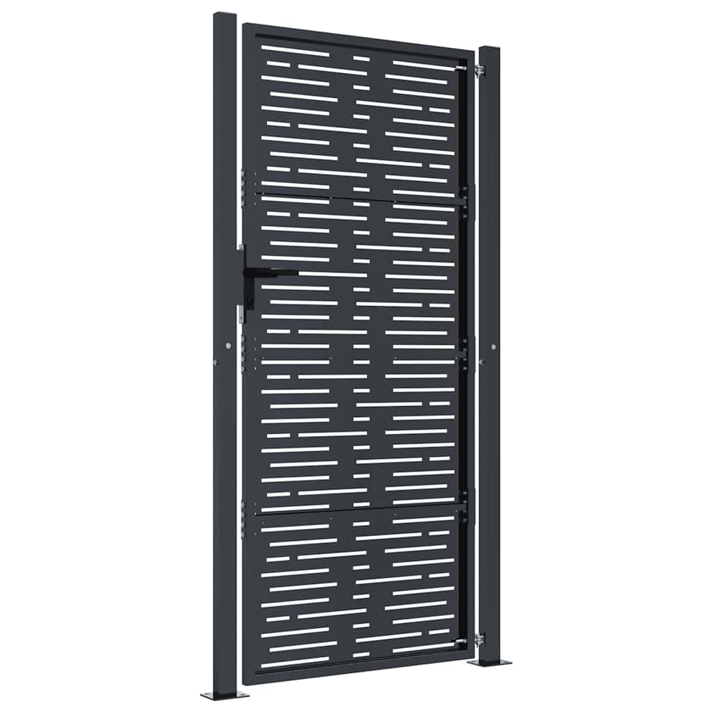 Cancello da giardino antracite 100x200 cm in acciaio design quadrato